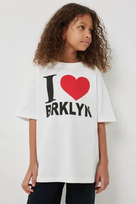 Ardene Kids Oversized Graphic T-Shirt in White | Size | 100% Cotton