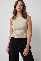 Ardene Asymmetrical Neckline Tank in Beige | Size | Polyester/Spandex