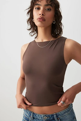 Ardene Contour Crop Boat Neck Tank Top in | Size | Elastane/Polyamide
