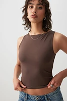 Ardene Contour Crop Boat Neck Tank Top in | Size | Elastane/Polyamide