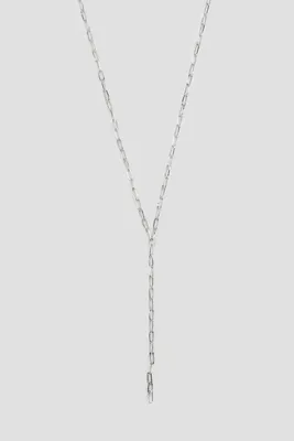 Ardene 14K White Gold Plated Paperclip Necklace in Silver