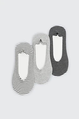 Ardene 3-Pack Striped Mid Cut Shoe Liners | Nylon/Spandex