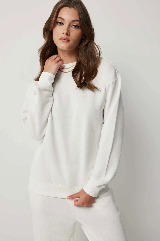 Ardene Solid Crew Neck Sweatshirt in | Size | Polyester/Cotton | Eco-Conscious