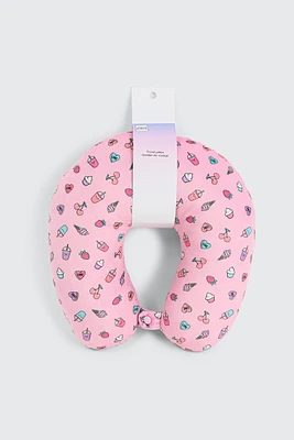Ardene Kids Printed Travel Pillow in Light Pink