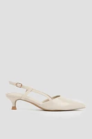 Ardene Kitten Heel Slingback Pumps in Beige | Size | Faux Leather | Eco-Conscious