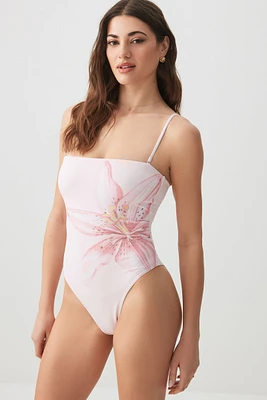 Ardene Lily One-Piece Swimsuit in Light Pink | Size | Polyester/Nylon/Elastane | Microfiber