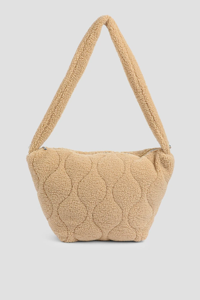 Ardene Quilted Sherpa Tote Bag in Beige | Polyester