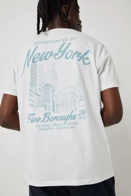 Ardene Man New York Boroughs Graphic Tee For Men in White | Size Small | 100% Cotton