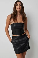 Ardene Faux Leather Structured Tube Top in Black | Size | Faux Leather/Polyester