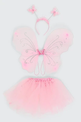 Ardene Kids 3-Piece Butterfly Costume Set in Light Pink