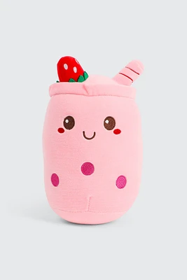 Ardene Kids Strawbery Bubble Tea Pillow in Light Pink | Polyester