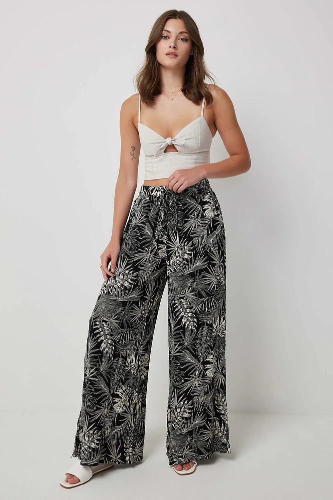 Ardene Crinkled Wide Leg Pants | Size | Rayon