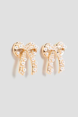 Ardene Vintage Bow Earrings in Gold | Stainless Steel