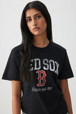 Ardene Boston Red Sox T-Shirt in Black | Size | 100% Cotton