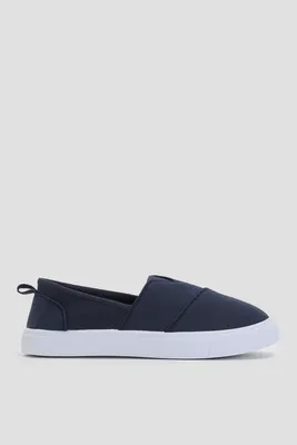 Ardene Cross Vamp Slip-On Sneakers in Dark Blue | Size | Eco-Conscious