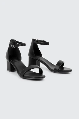 Ardene Faux Leather Bloc Heel Sandals in | Size | Eco-Conscious