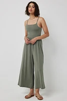 Ardene Super Soft Wide Leg Jumpsuit in Khaki | Size | Polyester/Elastane