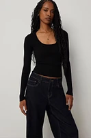 Ardene Crop Scoop Neck Sweater in | Size | Polyester/Nylon/Viscose