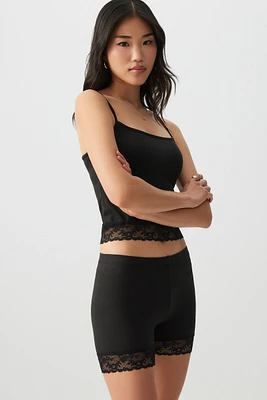 Ardene Basic Super Soft Lace Trim Biker Shorts in | Size | Polyester/Spandex | Eco-Conscious