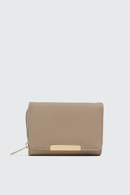 Ardene Small Folded Wallet in Beige | Faux Leather/Polyester