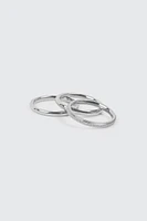 Ardene 3-Pack Stainless Steel Rings in Silver | Size