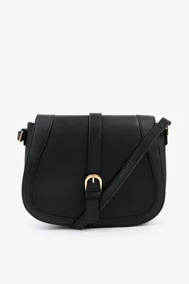 Ardene Faux Leather Saddle Bag in Black | Faux Leather/Polyester