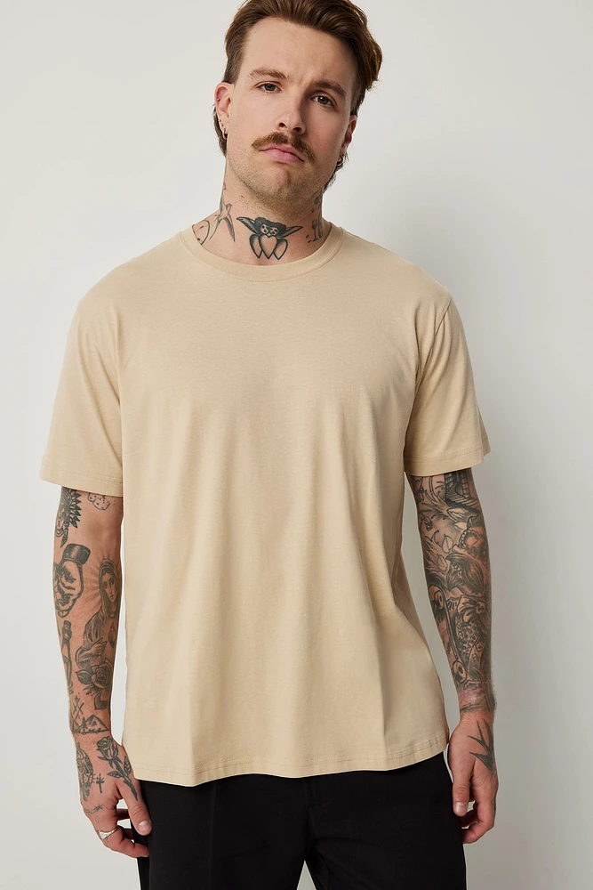 Ardene Man Solid Short Sleeve T-Shirt For Men in Beige | Size | 100% Cotton