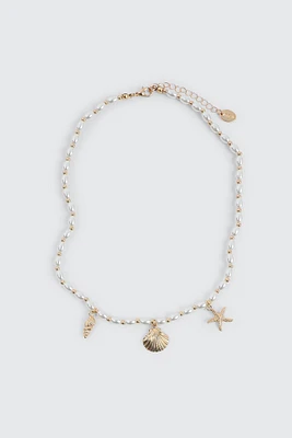 Ardene Seashell & Starfish Necklace in White