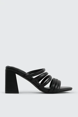Ardene Flare Heel Strappy Sandals in Black | Size | Eco-Conscious