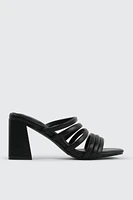 Ardene Flare Heel Strappy Sandals in Black | Size | Eco-Conscious