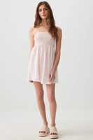 Ardene Strapless Tie Back Mini Dress in Light Pink | Size | Polyester