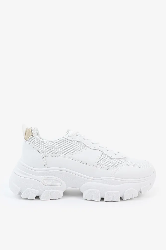 Ardene Chunky Platform Sneakers in White, Size