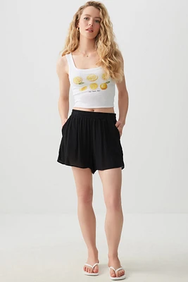 Ardene High Rise Crinkled Shorts in | Size | Rayon