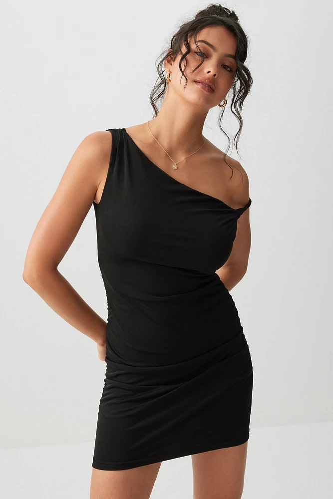 Ardene Asymmetric Single Shoulder Mini Dress in | Size | Polyester/Spandex