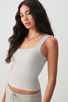Ardene Basic Crop Rib Trapeze Neck Tank Top in Light Blue | Size | Polyester/Elastane | Eco-Conscious