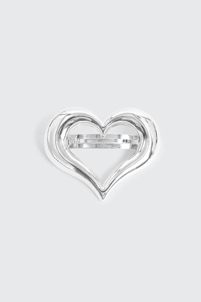 Ardene Silver Cutout Heart Barrette
