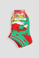 Ardene 3-Pack The Grinch Ankle Socks in Green | Polyester/Spandex