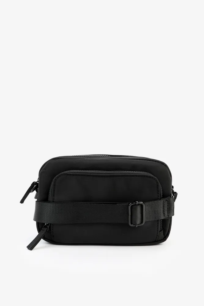 Black Nylon Zip Fanny Pack