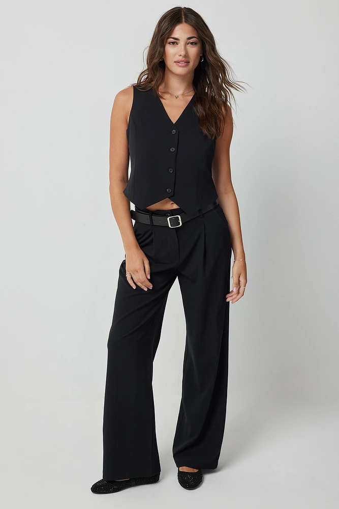 Ardene High Rise Straight Leg Tailored Pants in | Size | Polyester/Elastane/Viscose