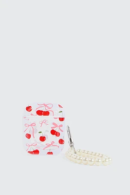 Ardene Bow & Cherry Print Clear Airpods Case in Red
