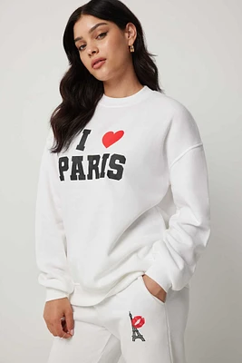 Ardene Graphic Sweatshirt in White | Size | Polyester/Cotton | Fleece-Lined