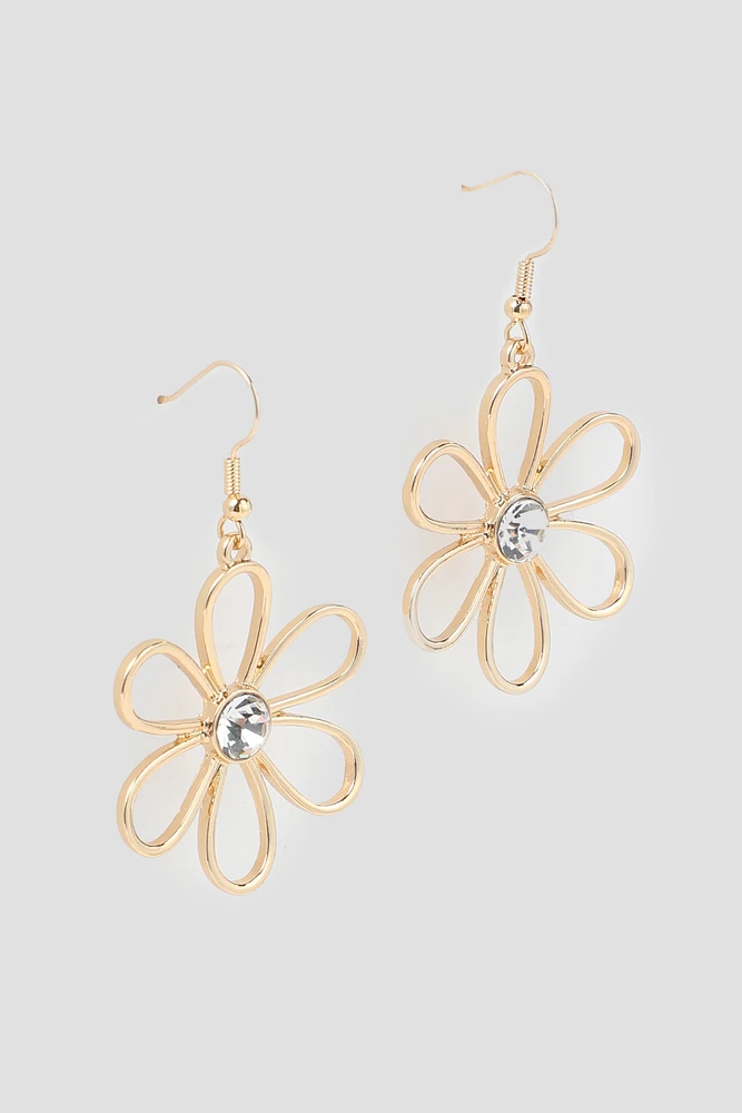 Ardene Daisy Dangle Earrings in Gold | Stainless Steel