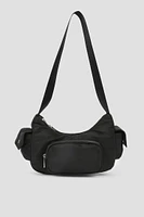 Ardene Multi Pocket Shoulder Bag in Black | 100% Recycled Polyester | Eco-Conscious