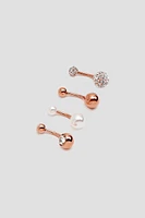 Ardene 4-Pack Stone & Pearl Navel Piercings in Medium Pink