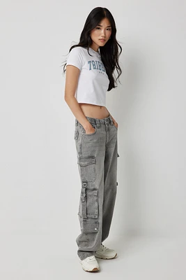 Ardene Low Rise Baggy Cargo Jeans in | Size | 100% Cotton