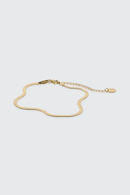 Ardene Stainless Steel Flat Chain Anklet in Gold