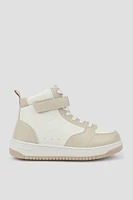 Ardene Two Tone Faux Leather High Top Sneakers in Beige | Size