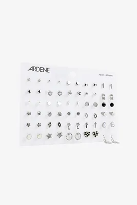 Ardene 30 Pairs of Silver Tone Stud Earrings | Stainless Steel