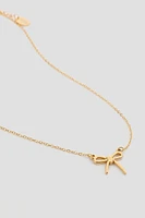 Ardene Stainless Steel Bow Necklace in Gold