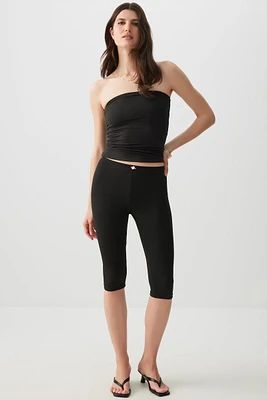 Ardene Capri Leggings with Rosette Detail in Black | Size | Polyester/Spandex